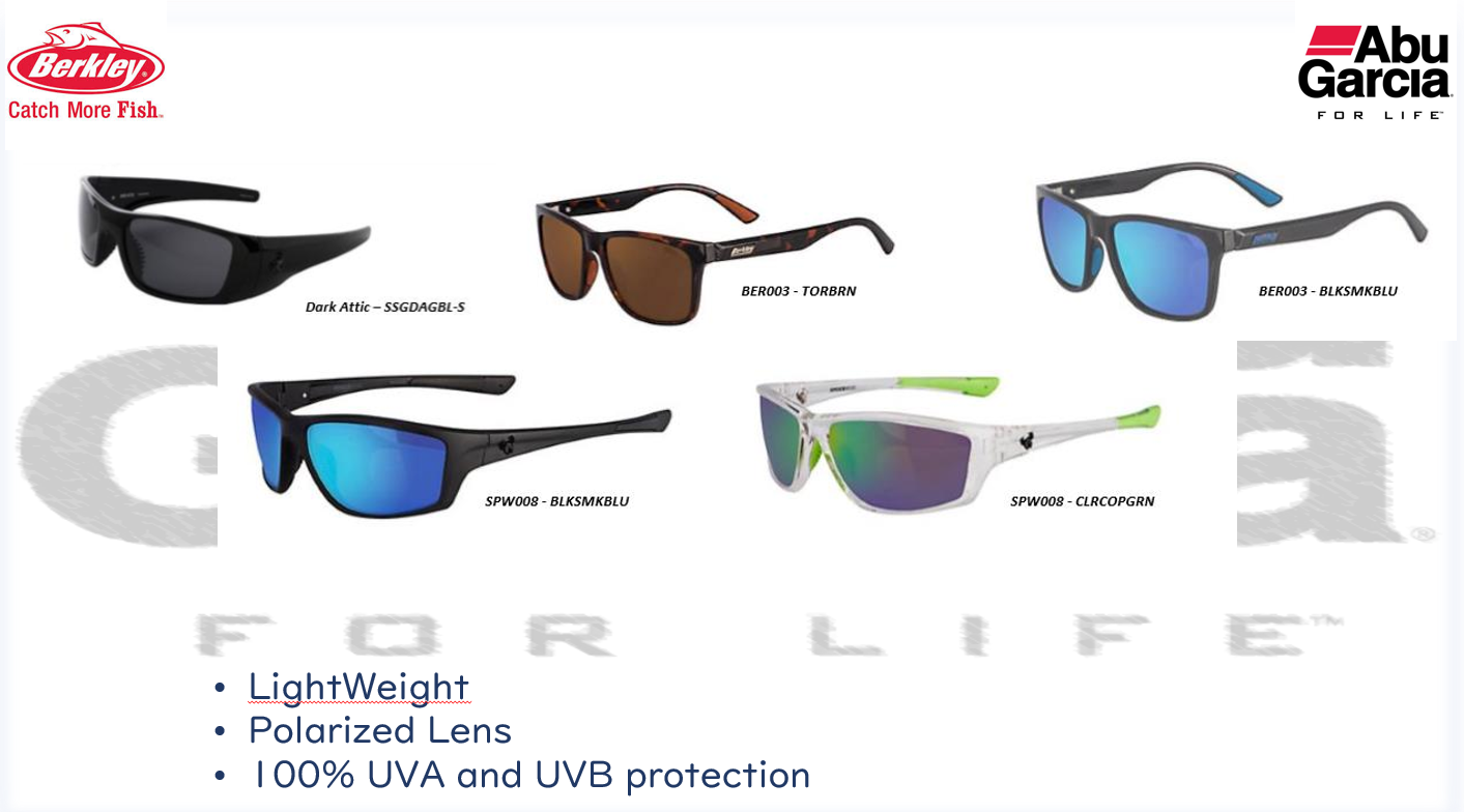 Polarized Sunglasses from Berkley and Spiderwire - 100% UVA UVB全