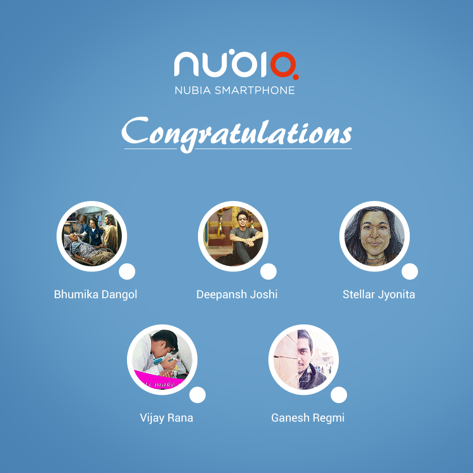 Congratulations to our 5 lucky winners of Nubia #ClickAndWin contest of January 11, 2018. Please email us your contact details in nubianepal@gmail.com to claim your prize. Thank you everyone for participating....